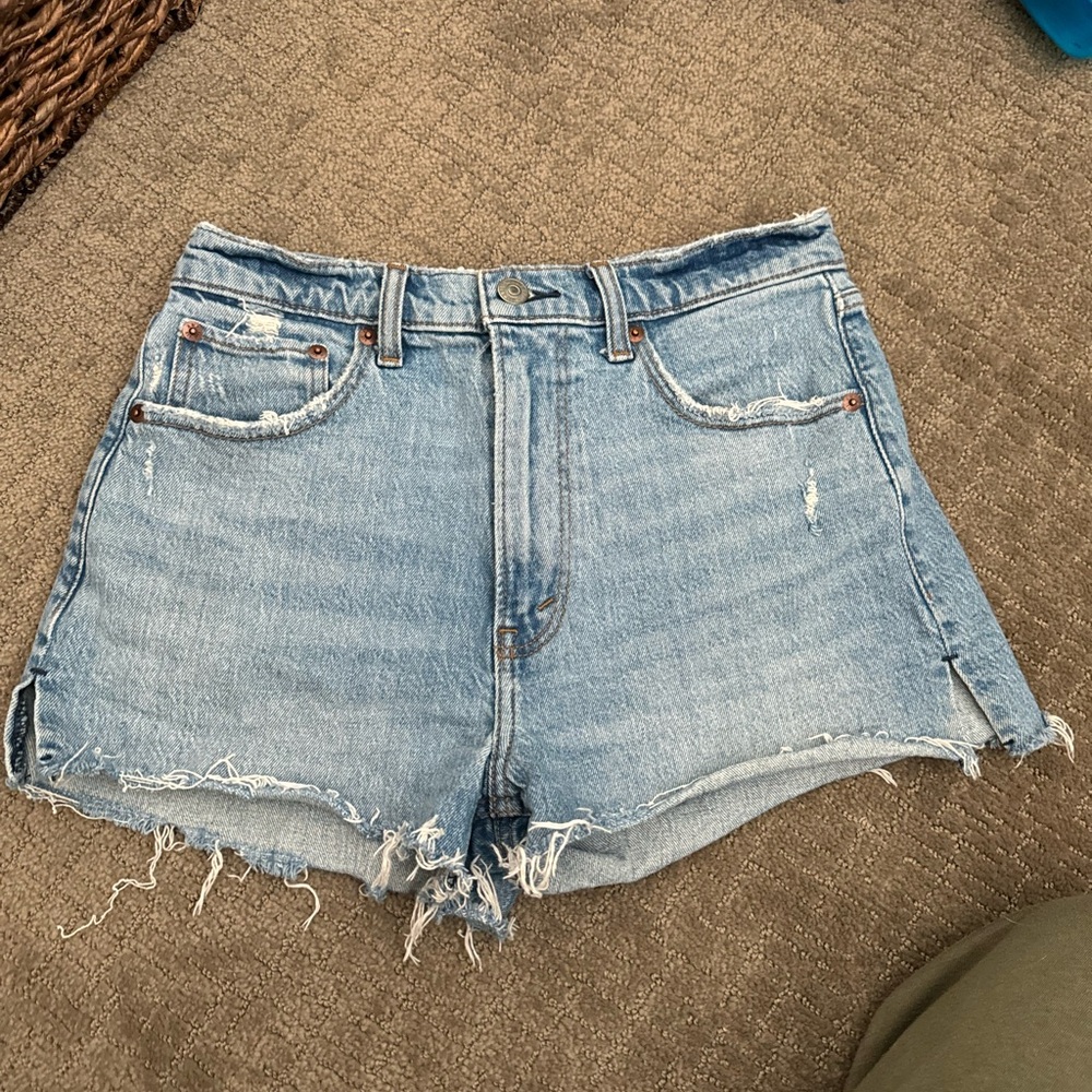 High waisted denim mom jean shorts